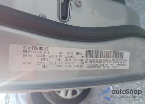 2015 Dodge Journey Se z USA, uszkodzony, nr VIN 3C4PDCAB1FT735635